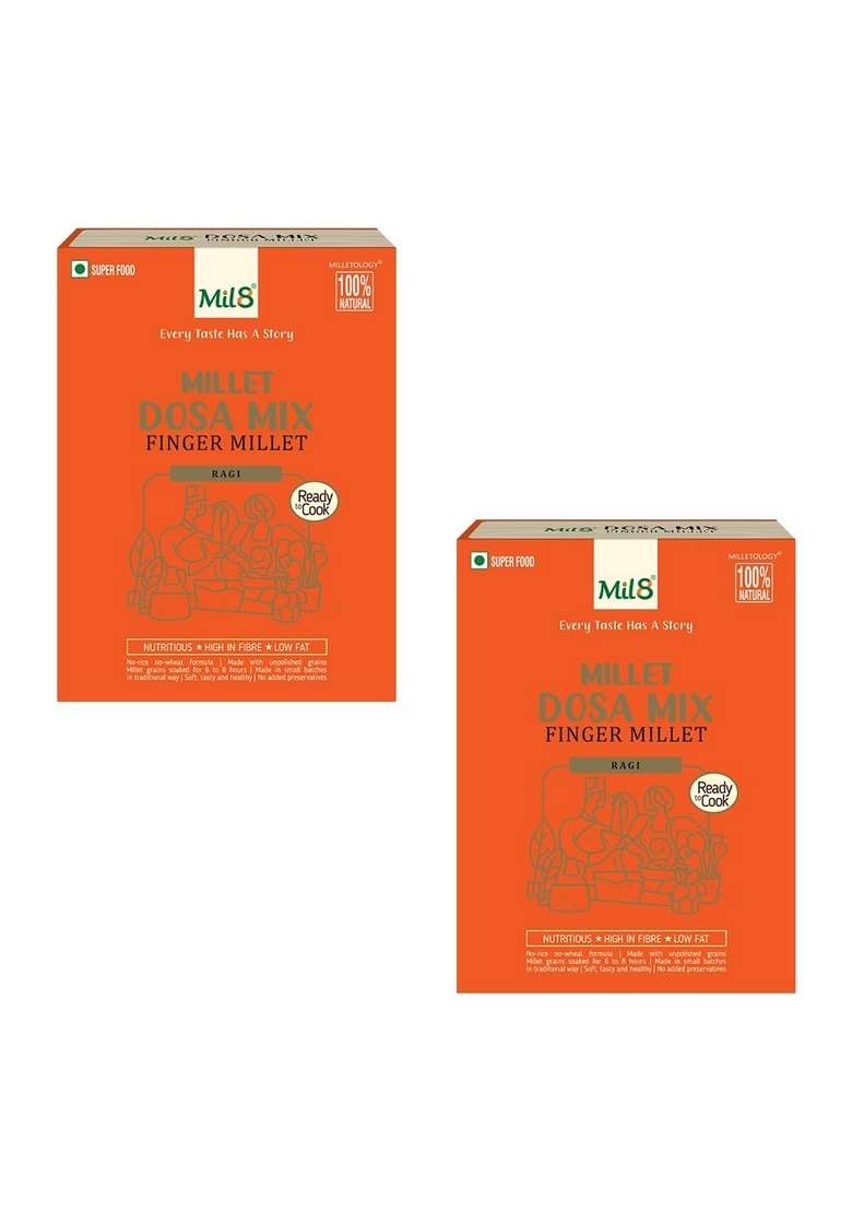 Mil8 Dosamix Finger & Dosamix Finger Millet Combo (300Gram-300Gram) Nutritious, Delicious And Healthy Breakfast Solution - Indya