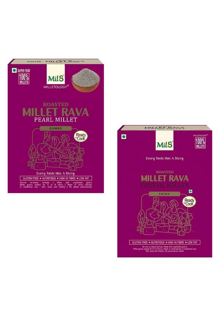 Mil8 Rava Pearl & Rava Foxtail Millet Combo (300Gram-300Gram) Nutritious, Delicious And Healthy Breakfast Solution - Indya