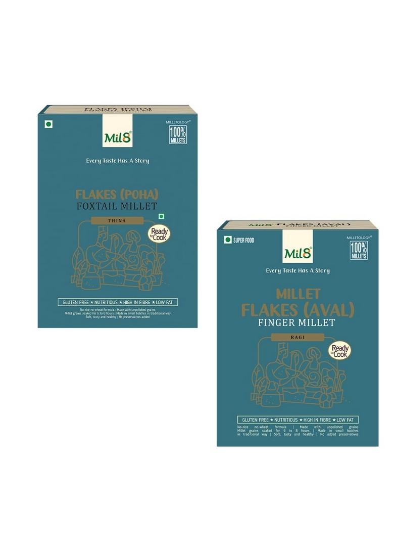 Mil8 Flakes (Aval) Foxtail & Flakes (Aval) Finger Millet Combo (200Gram-200Gram) Nutritious, Delicious And Healthy Breakfast Solution