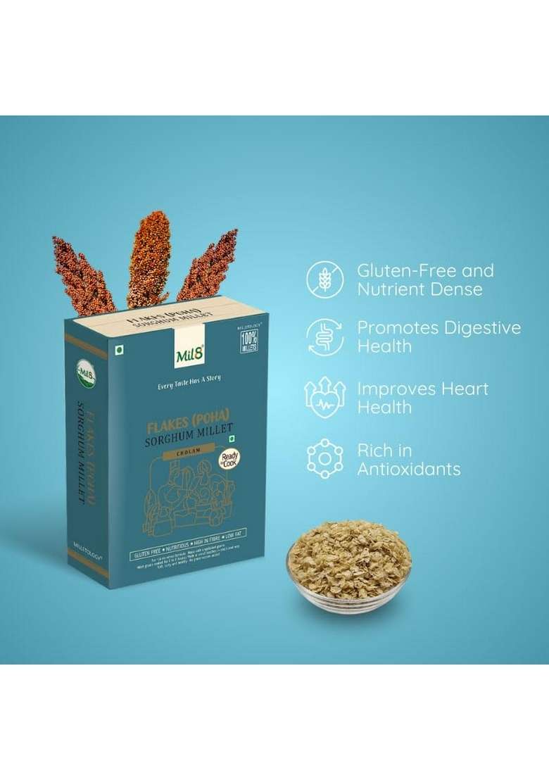 Mil8 Flakes (Aval) Sorghum & Flakes (Aval) Pearl Millet Combo (200Gram-200Gram) Nutritious, Delicious And Healthy Breakfast Solution - Indya