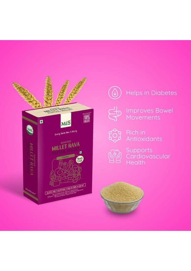 Mil8 Rava Foxtail & Rava Pearl Millet Combo (300Gram-300Gram) Nutritious, Delicious And Healthy Breakfast Solution - Indya