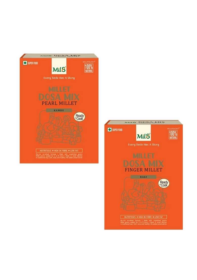 Mil8 Dosamix Pearl & Dosamix Finger Millet Combo (300Gram-300Gram) Nutritious, Delicious And Healthy Breakfast Solution - Indya
