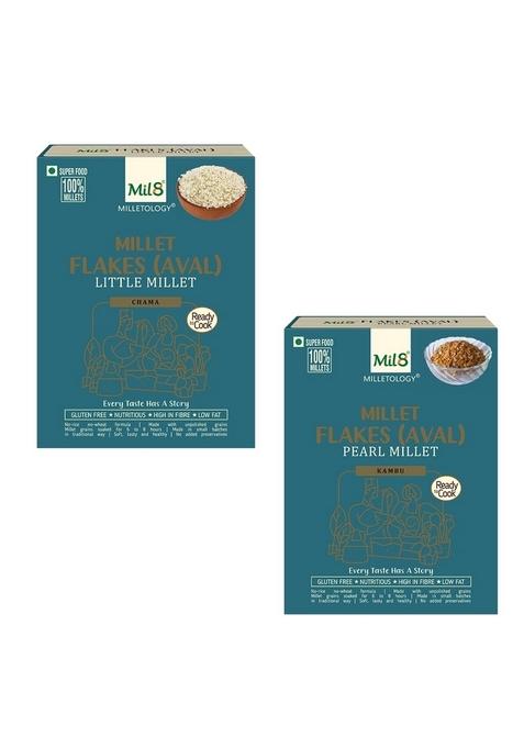 Mil8 Flakes (Aval) Little & Flakes (Aval) Pearl Millet Combo (200Gram-200Gram) Nutritious, Delicious And Healthy Breakfast Solution