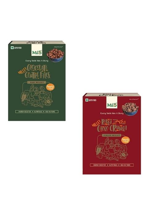 Mil8 Ragi Chocolate Centre Fills & Ragi Choco Crunch Combo (100Gram-80Gram) Nutritious, Delicious And Healthy Breakfast Solution