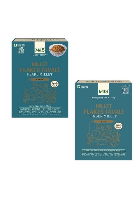 Mil8 Flakes (Aval) Pearl & Flakes (Aval) Finger Millet Combo (200Gram-200Gram) Nutritious, Delicious And Healthy Breakfast Solution