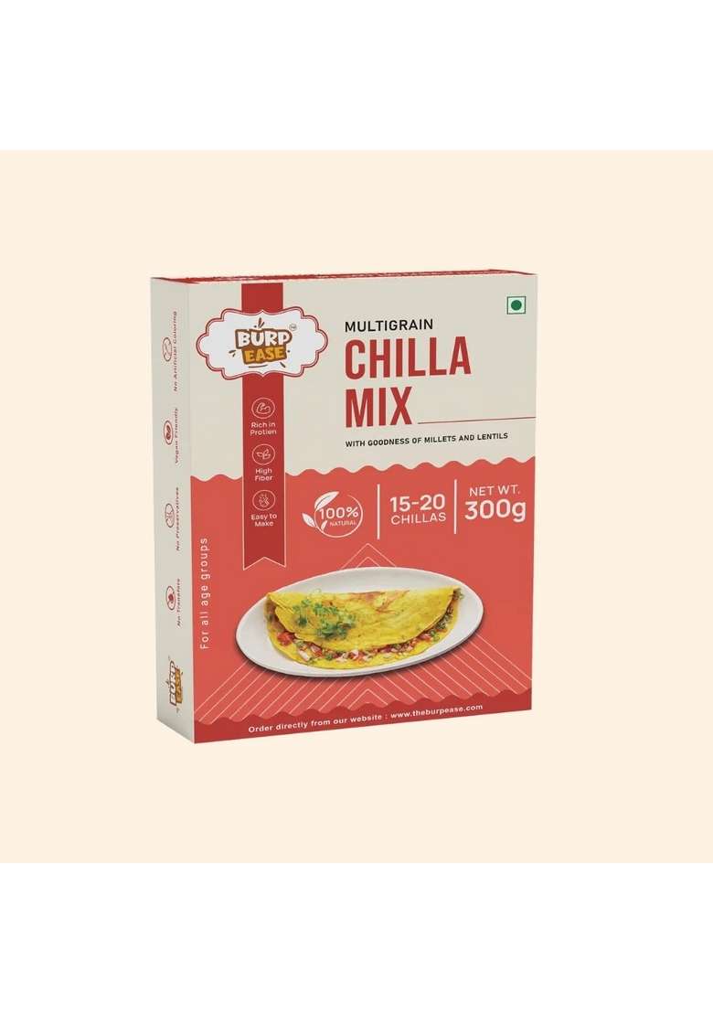 Burpease Plain Chilla Mix ,Protein & Fiber-Rich Breakfast For Kids And Families-300 G (Plain) - Indya