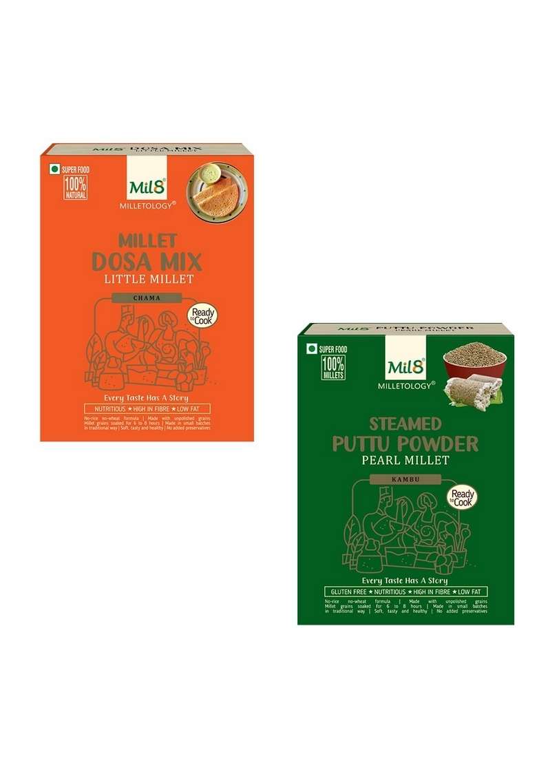 Dosamix Little & Puttu Powder Pearl Millet Combo (300Gram-300Gram) Nutritious, Delicious And Healthy Breakfast Solution - Indya