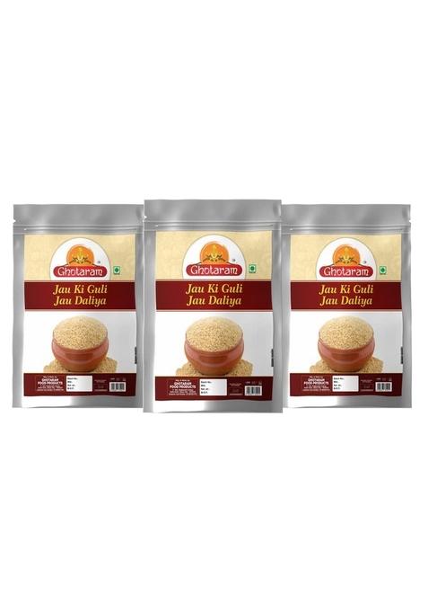 Ghotaram Traditional Cooling Jau Jao Daliya Protein-Rich Porridge/High-Fiber/Low Glycemic Index/Sprouted Barley Jao Joo Jau Guli Dalia Summer Cooling Drink Rabdi Guli-720G(Pac 3X 240G)