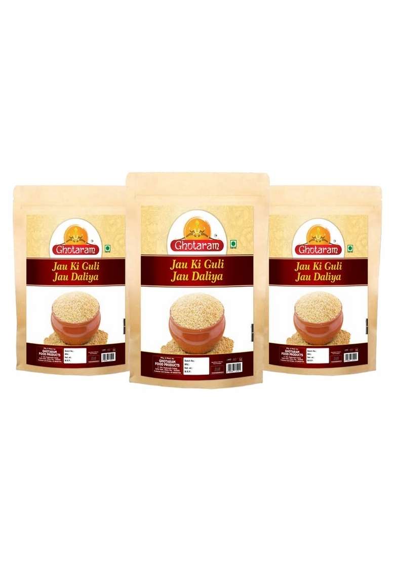 Ghotaram Low Gi Daliya Jau Barley Dalia Porridge Vegan Fresh Natural | Nutritious Broken Cracked Jao Jau | Sprouted Cracked Joo Daliya/Energy-Boosting Javh Jao Ka Daliya-720G(Pac 3X 240G) - Indya