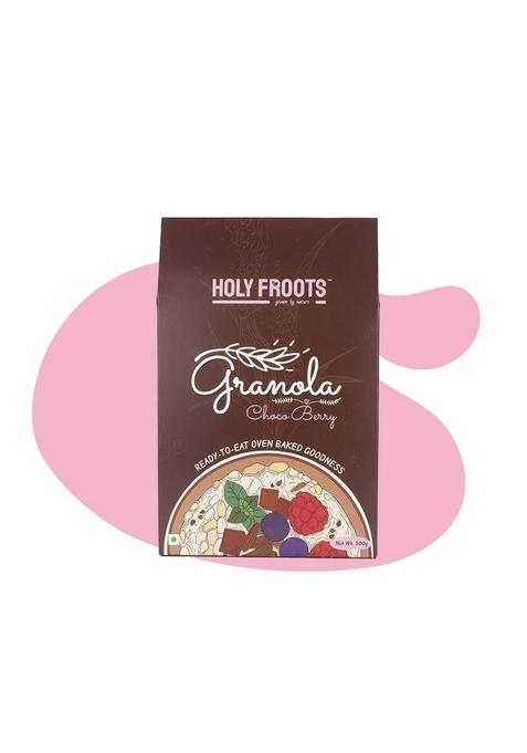 Holyfroots Choco Berry Granola | Gluten Free | Breakfast Cereals | Over 30% Fruits, Nuts And Seeds | Oven Baked (500G)