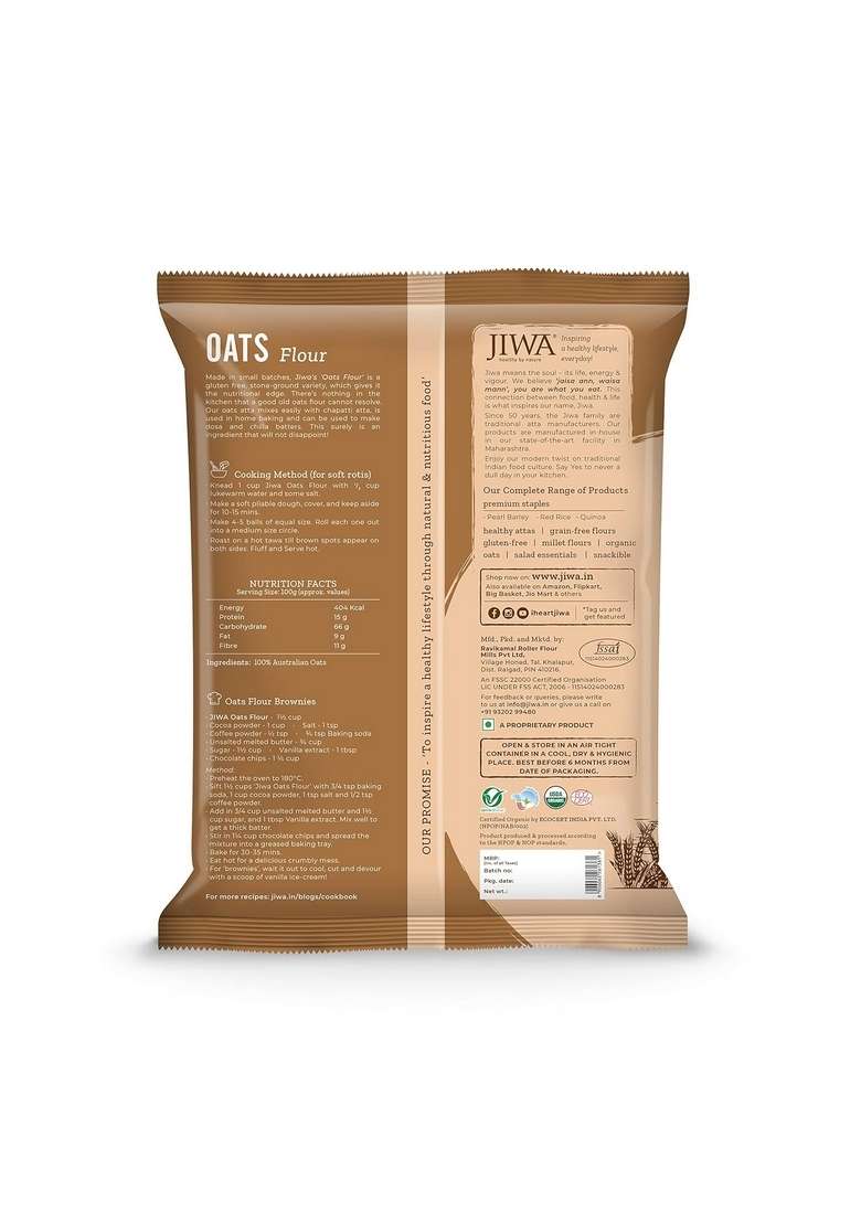 Jiwa Healthy By Nature Organic Chia Whole Seeds 200 G, Certified Organic & Oats Flour, 900 G (Gluten Free) - Indya