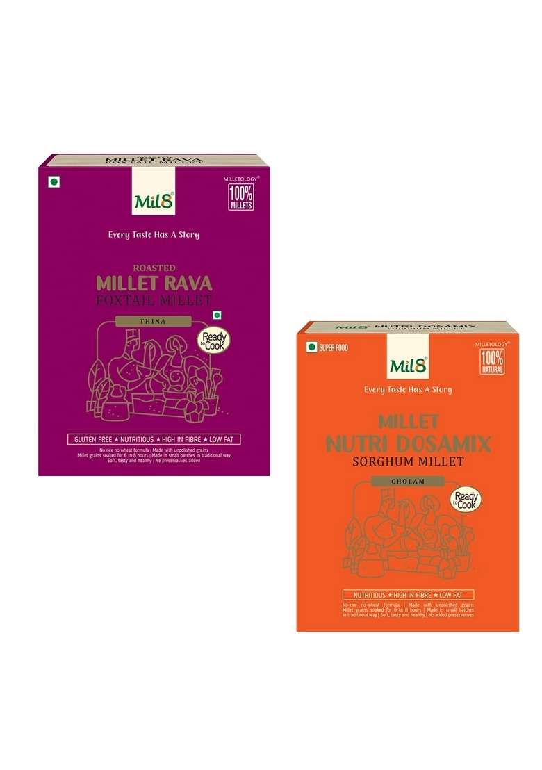 Mil8 Rava Foxtail & Nutri Dosamix Sorghum Millet Combo (300Gram-300Gram) Nutritious, Delicious And Healthy Breakfast Solution - Indya