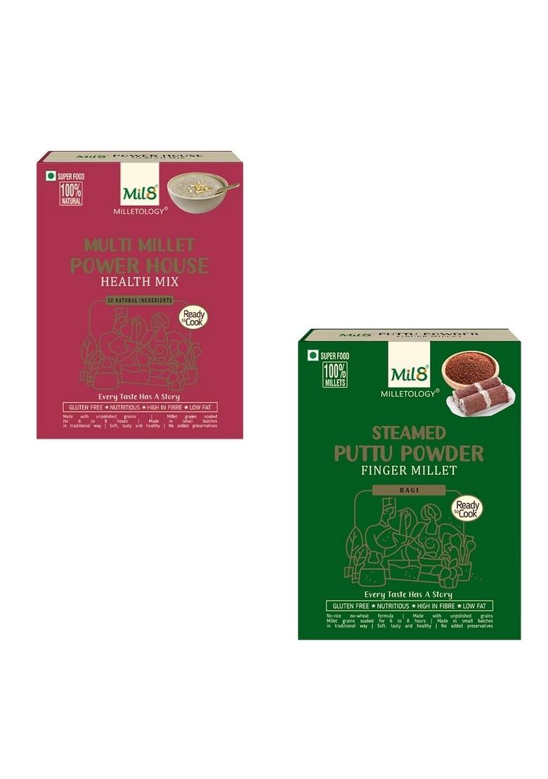 Health Mix Powerhouse & Puttu Powder Finger Millet Combo (300Gram-300Gram) Nutritious, Delicious And Healthy Breakfast Solution