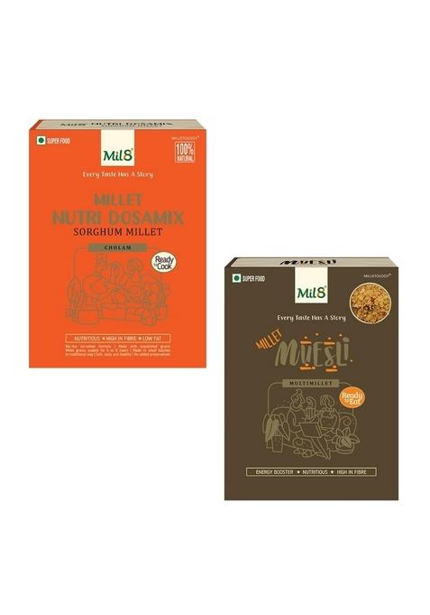 Mil8 Nutri Dosamix Sorghum & Muesli Combo (300Gram-100Gram) Nutritious, Delicious And Healthy Breakfast Solution