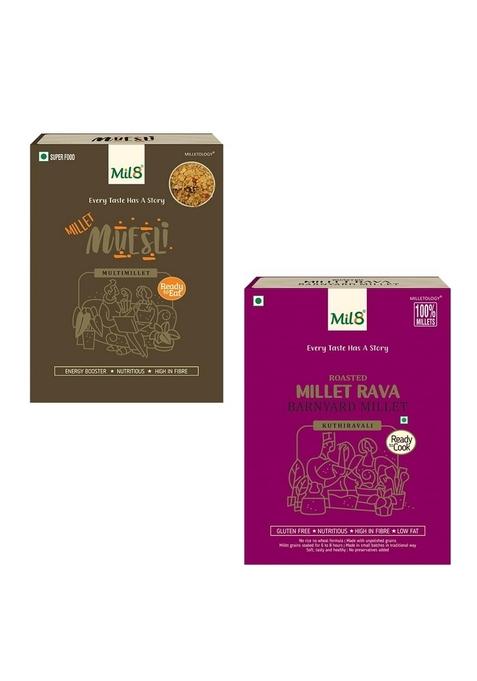 Mil8 Muesli & Rava Barnyard Millet Combo (100Gram-300Gram) Nutritious, Delicious And Healthy Breakfast Solution