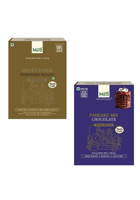 Mil8 Flour Barnyard & Pancake Mix Chocolate Combo (300Gram-200Gram) Nutritious, Delicious And Healthy Breakfast Solution
