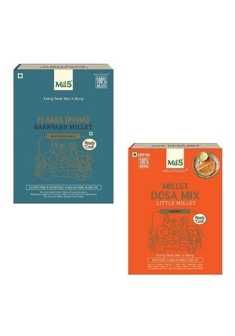 Mil8 Flakes (Aval) Barnayard & Dosamix Little Millet Combo (200Gram-300Gram) Nutritious, Delicious And Healthy Breakfast Solution