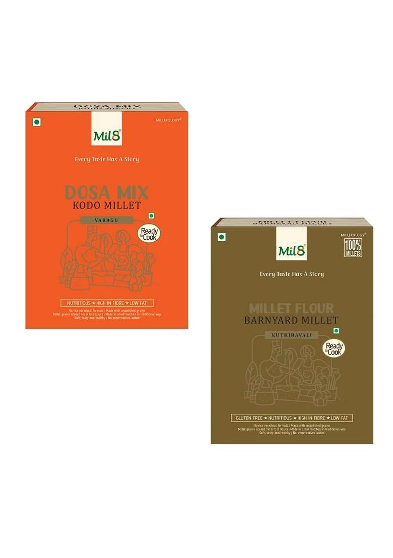 Mil8 Dosamix Kodo & Flour Barnyard Millet Combo (300Gram-300Gram) Nutritious, Delicious And Healthy Breakfast Solution - Indya