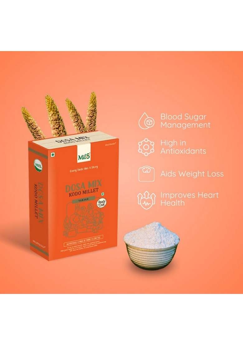 Mil8 Dosamix Kodo & Flour Barnyard Millet Combo (300Gram-300Gram) Nutritious, Delicious And Healthy Breakfast Solution - Indya