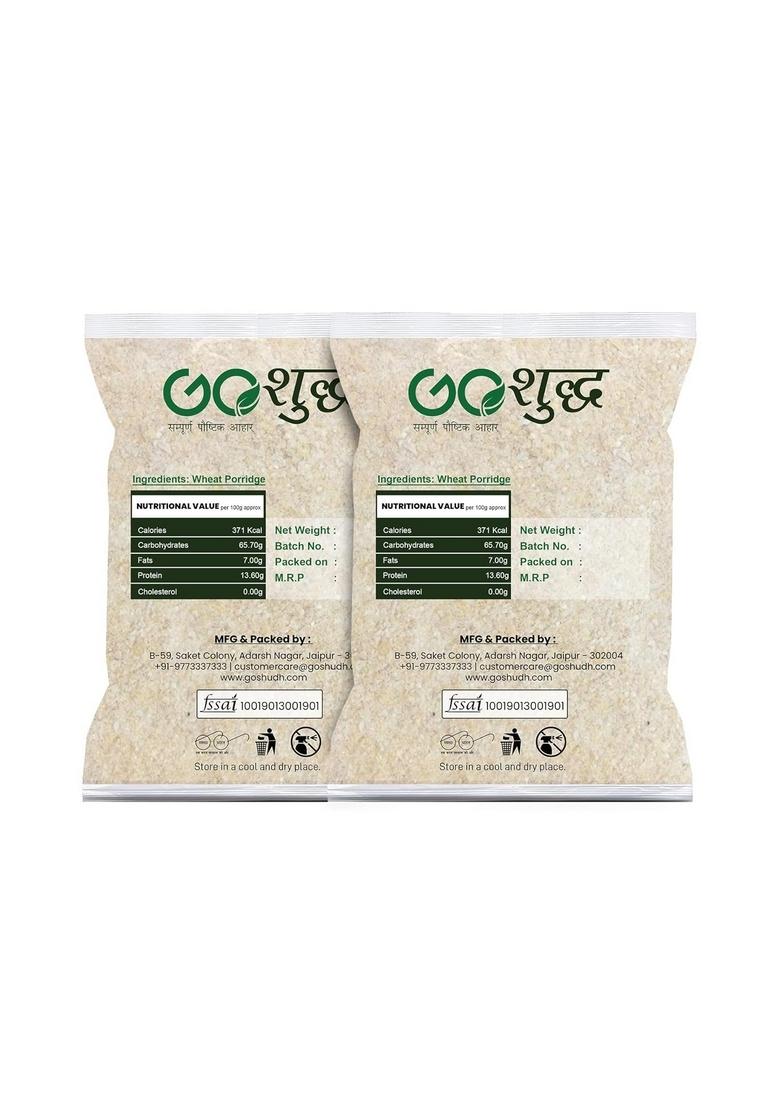 Goshudh Gehun Daliya (Wheat Porridge)| 1Kg Each (Pack Of 2)| Combo Offer|Cold Grinded With All Essential Nutrients| Artificial Flavors Or Colours | Immunity Booster|Improves Metabolism| Healthy & Fibre Rich