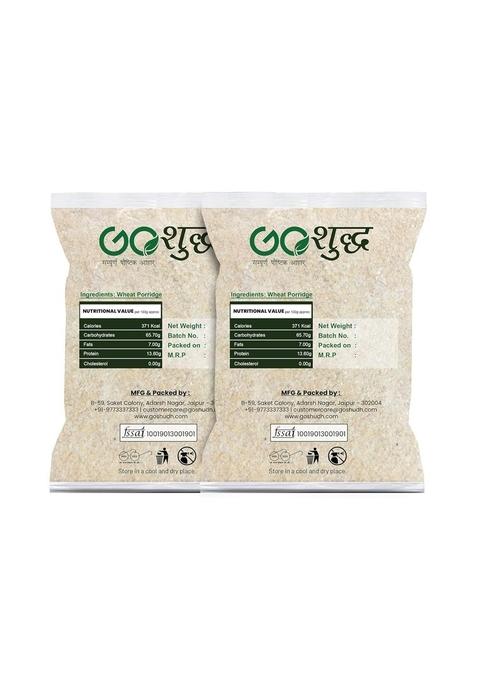 Goshudh Gehun Daliya (Wheat Porridge)| 1Kg Each (Pack Of 2)| Combo Offer|Cold Grinded With All Essential Nutrients| Artificial Flavors Or Colours | Immunity Booster|Improves Metabolism| Healthy & Fibre Rich