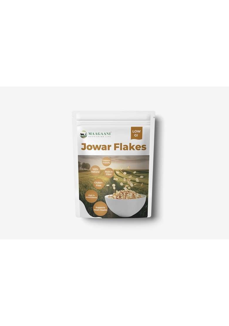 Maagaani Low Gi Millet Jowar Flakes | Gluten-Free Jowar Flakes | Perfect Replacement To Whole Wheat/Corn Flakes | No Added Sugar | Healthy Breakfast Cereal | Preservatives & Cholesterol Free | Transfat Free Millet Flakes For Breakfast | Low Gi Crispies |  - Indya