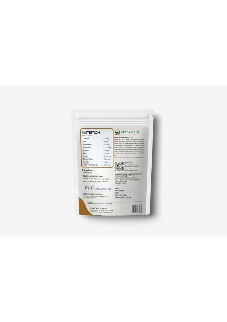 Maagaani Low Gi Millet Jowar Flakes | Gluten-Free Jowar Flakes | Perfect Replacement To Whole Wheat/Corn Flakes | No Added Sugar | Healthy Breakfast Cereal | Preservatives & Cholesterol Free | Transfat Free Millet Flakes For Breakfast | Low Gi Crispies |  - Indya