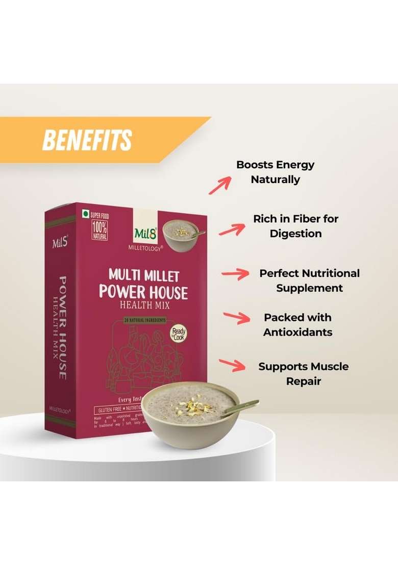 Mil8 Health Mix Powerhouse Blend- 300G Each |A Nutritious Superfood Mixor| Boosting Health|Ready To Eat Breakfast| Gluten-Free|Healthy Snacks For Adults | Pack Of 3 - Indya