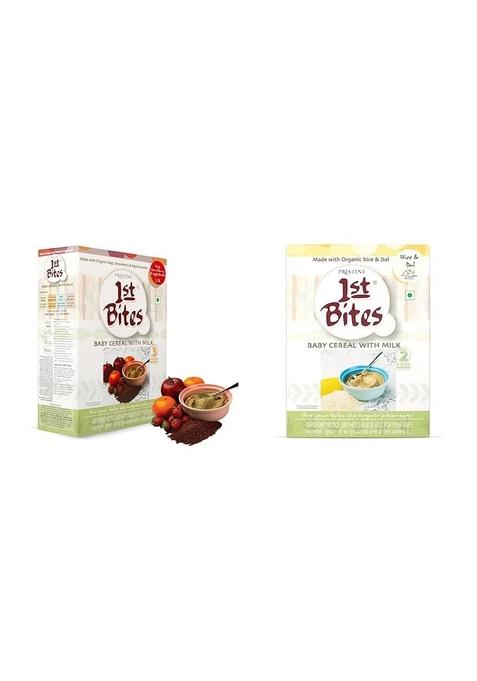 Pristine 1St Bites - Ragi, Strawberry & Apple Powder (10 Months - 24 Months) Stage - 3, 300G & Rice & Dal (8 Months - 24 Months) Stage - 2, 300G