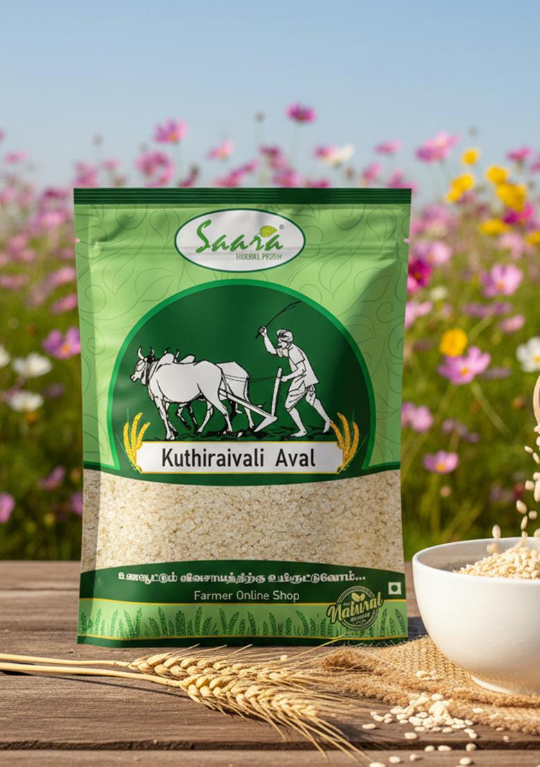 Vs Products Organic Barnyard Millet Flakes| Kuthiraivali Poha | Natural Millet Flakes For Breakfast | Unpolished & Preservative Free | 1Kg