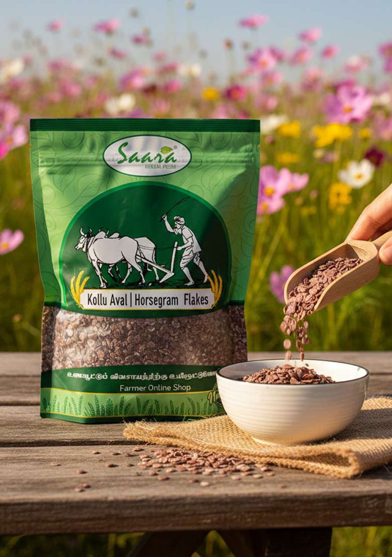 Vs Products Organic Horse Gram Flakes 1Kg | Kollu Aval | Traditional Poha - Indya