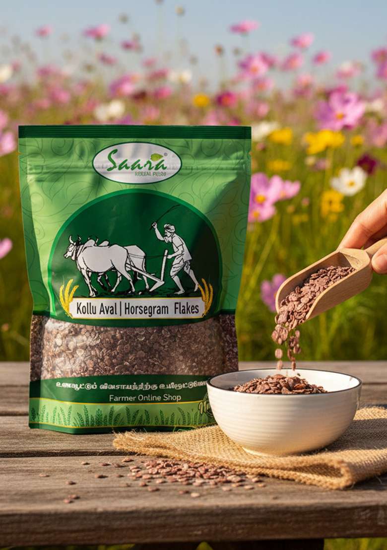 Vs Products Kollu Flakes (Horse Gram Flakes) | Traditional South Indian Millet Aval | Healthy Breakfast Option | 1Kg - Indya