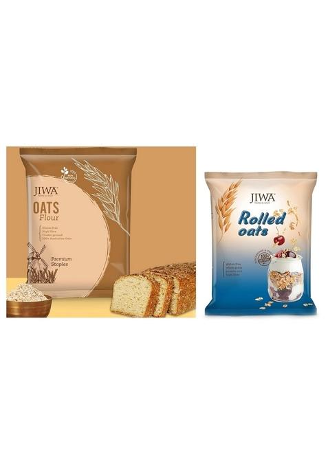 Jiwa Healthy By Nature Oats Flour| 900 G & Jiwa Healthy By Nature Rolled Oats 750 G, (Gluten Free)