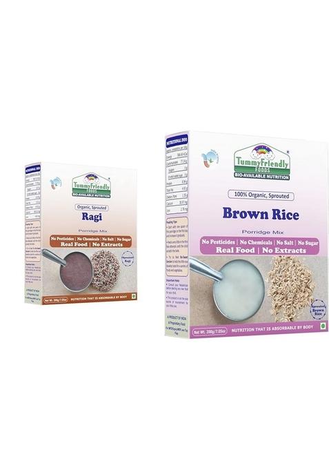 Tummy Friendly Stage1 Organic Cereal For Little Ones. Sprouted Ragi, Brown Rice. Available In Baby Trial Packs. Real Food, No Harmful Ingredients. Shelf Life 6 Months