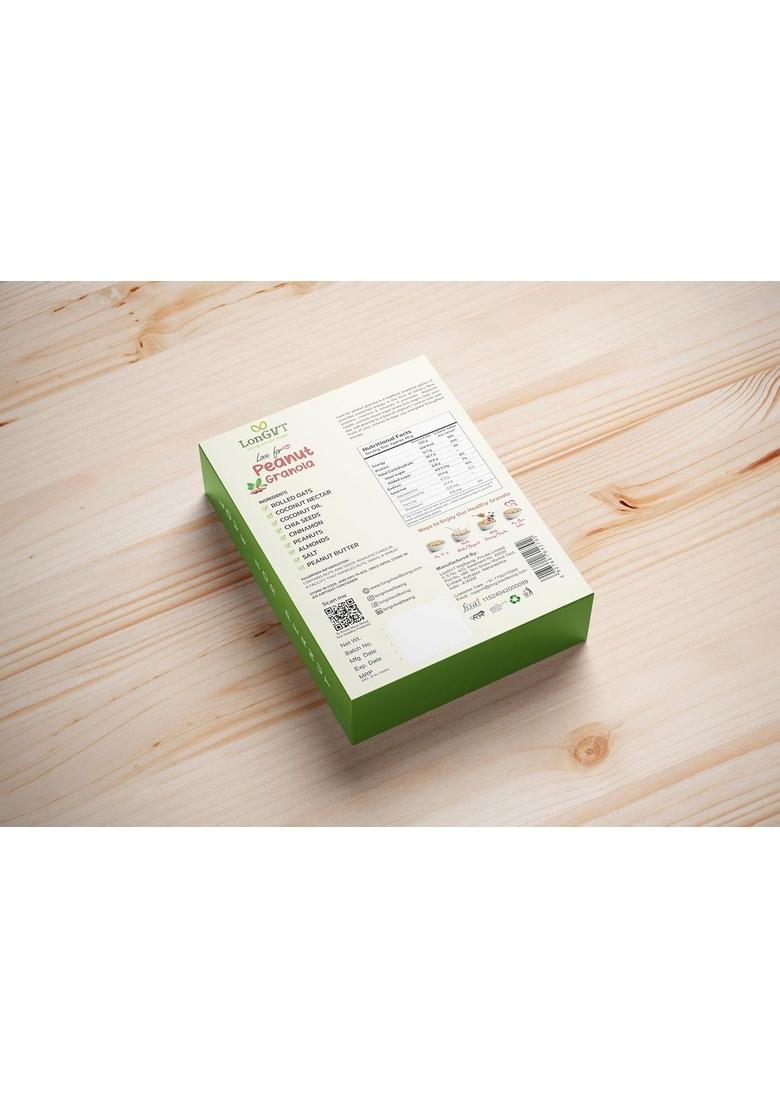 Longvt Peanut Granola – 100% Natural & Healthy Breakfast Cereal | Superfood With Nuts & Seeds, Wholegrain | Protein & Fibre Rich | Ready To Eat | Healthy Breakfast | Perfect For Breakfast