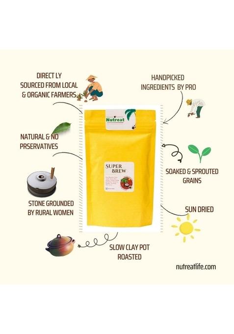 Nutreat Super Brew Natural Handcrafted Health Porridge | Nutritious Breakfast Cereals Porridge Easy To Cook | Multigrain Porridge Without Preservatives | Artificial Colours Or Added Sugars