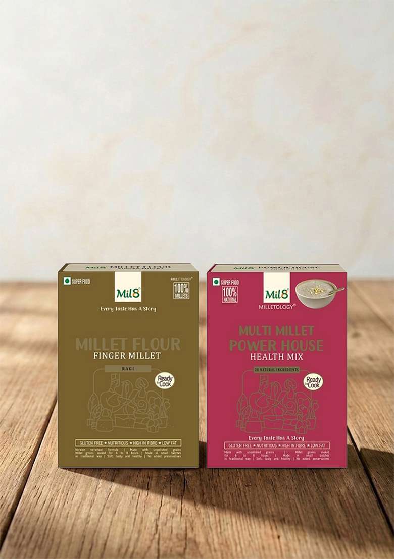 Mil8 Flour Finger & Health Mix Powerhouse Combo (300Gram-300Gram) Nutritious, Delicious And Healthy Breakfast Solution - Indya
