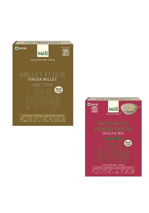 Mil8 Flour Finger & Health Mix Powerhouse Combo (300Gram-300Gram) Nutritious, Delicious And Healthy Breakfast Solution