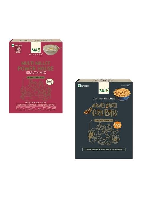 Mil8 Health Mix Powerhouse & Corn Puffs Masala Combo (300Gram-30Gram) Nutritious, Delicious And Healthy Breakfast Solution