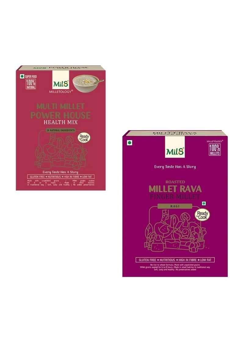 Health Mix Powerhouse & Rava Finger Millet Combo (300Gram-300Gram) Nutritious, Delicious And Healthy Breakfast Solution