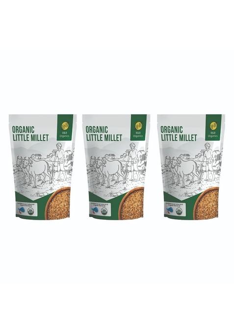 B&B Organics Little Millet -500 Grams(Pack Of 3)/ Samai Arisi/Certified Organics/Traditional Millet/Sridhnyam