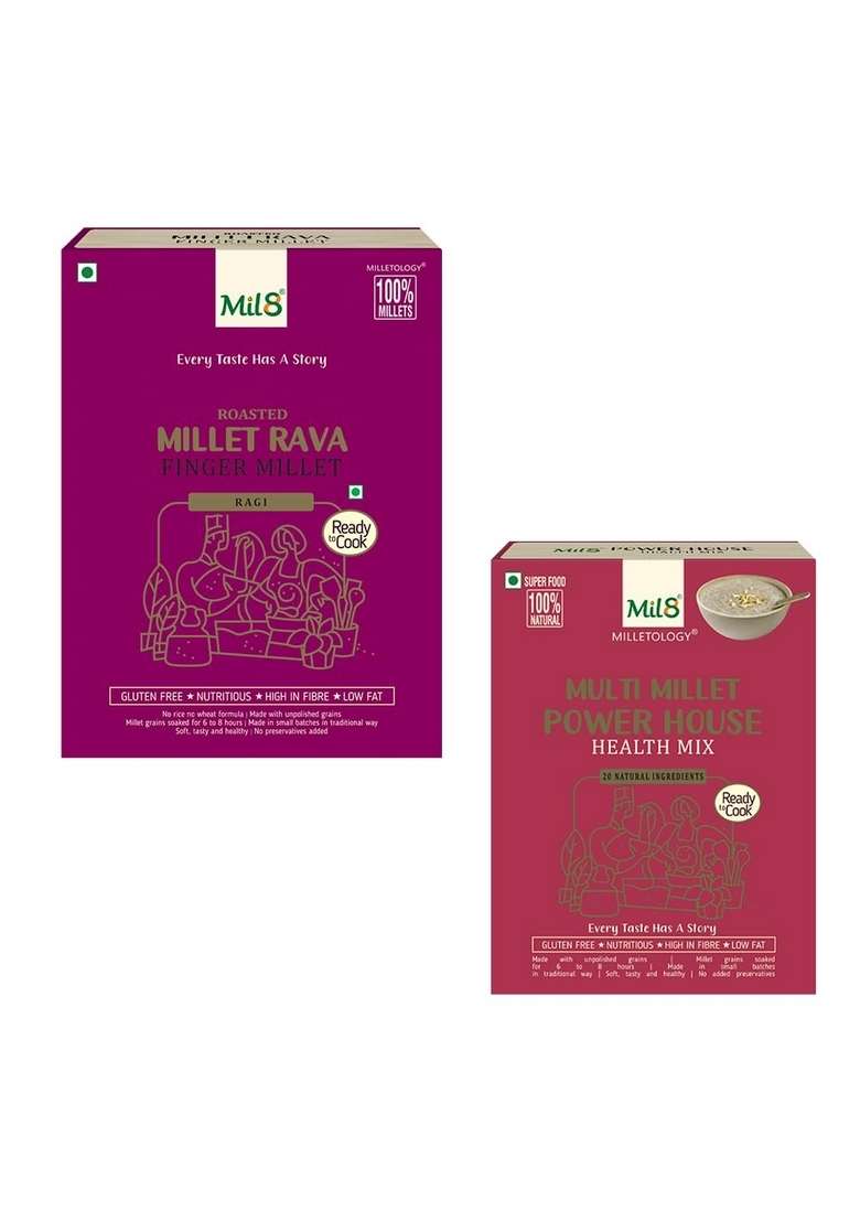 Rava Finger & Health Mix Powerhouse Combo (300Gram-300Gram) Nutritious, Delicious And Healthy Breakfast Solution - Indya