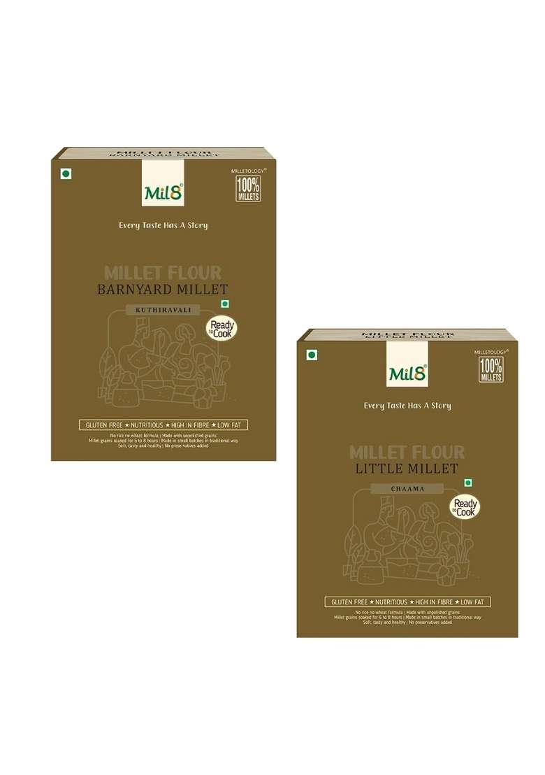 Mil8 Flour Barnyard & Flour Little Millet Combo (300Gram-300Gram) Nutritious, Delicious And Healthy Breakfast Solution - Indya