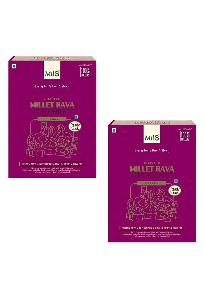 Mil8 Rava Little & Rava Little Millet Combo (300Gram-300Gram) Nutritious, Delicious And Healthy Breakfast Solution - Indya