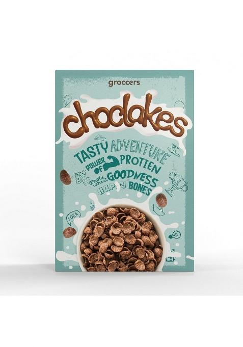 Groccers Choclakes Crunchy Chocolatey Cereals | Rich In Calcium, Protein, Crucial Vitamins, Iron, Immunity-Boosting Nutrients, And Fiber Source | Breakfast Cereal