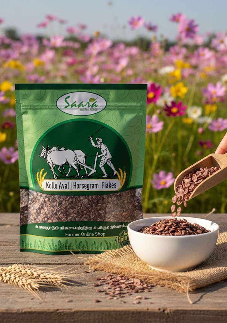 Vs Products Horse Gram Flakes 1Kg | Kollu Aval | Natural & Traditional Millet Poha | Healthy Breakfast Option - Indya