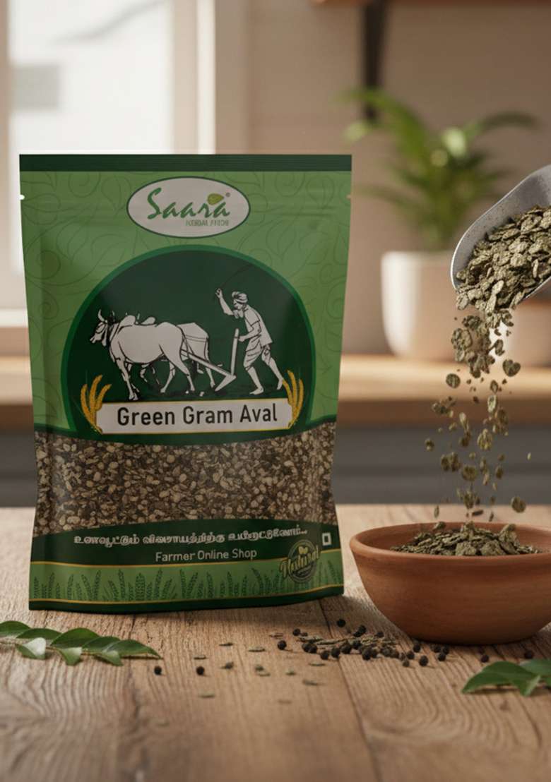 Vs Products Green Gram Aval – Flattened Moong Dal – 100% Natural – 1Kg - Indya