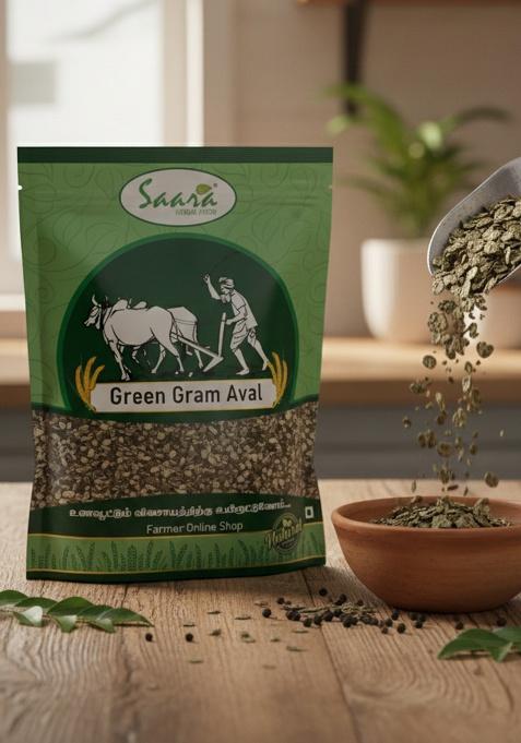 Vs Products Green Gram Aval – Flattened Moong Dal – 100% Natural – 1Kg