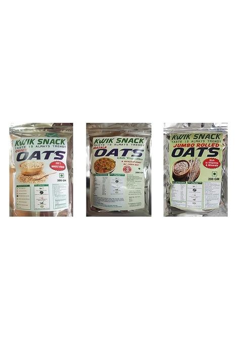 Combo Pack Of 3 -Quick Oats, Masala Oats & Rolled Oats 200 Gm Each