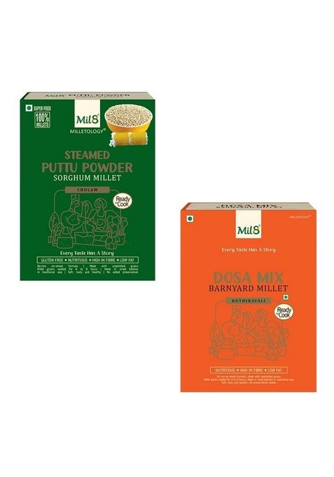 Mil8 Puttu Powder Sorghum & Dosamix Barnyard Millet Combo (300Gram-300Gram) Nutritious, Delicious And Healthy Breakfast Solution